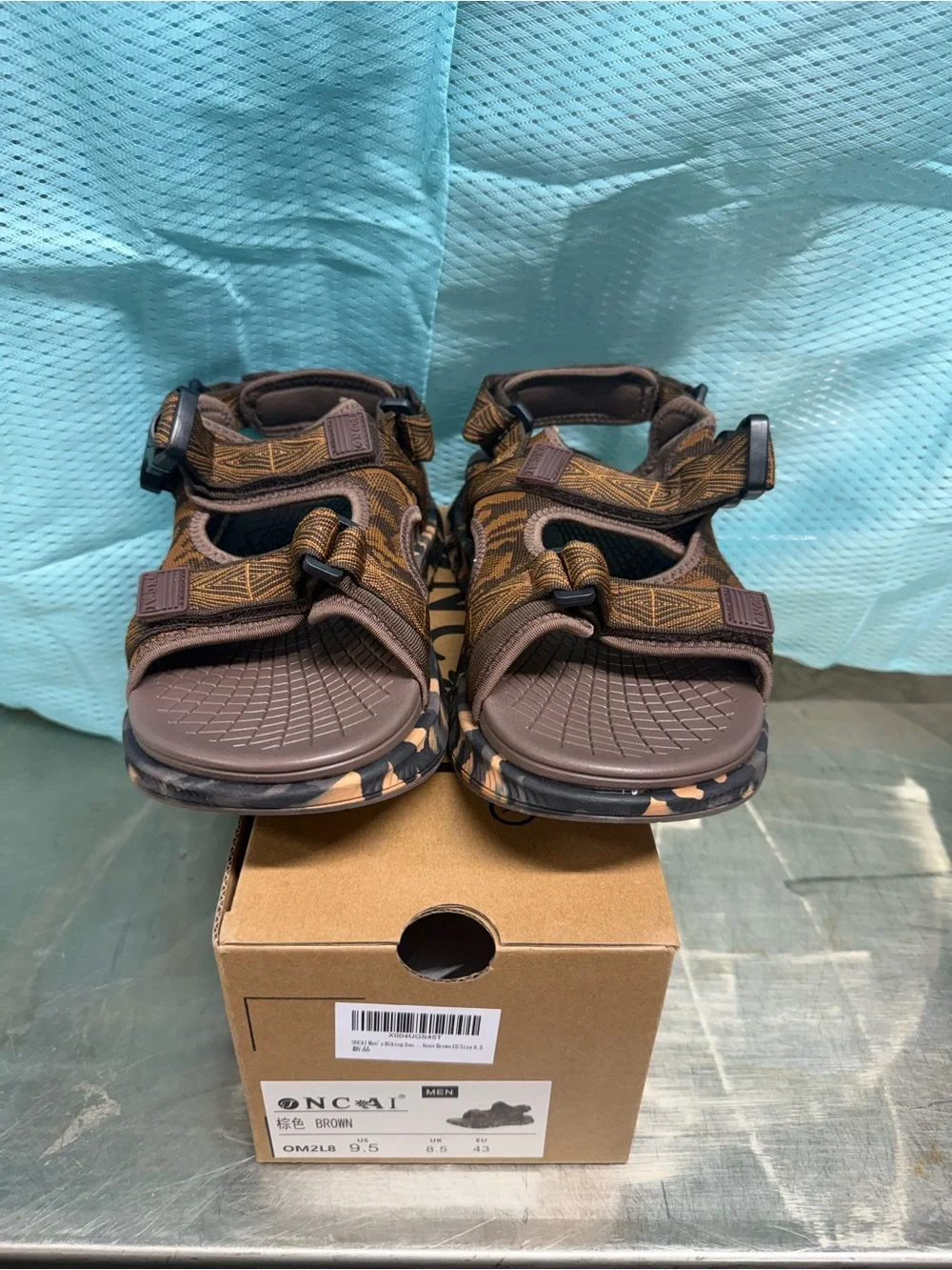Brown Patterned Men's Outdoor Sport Sandals